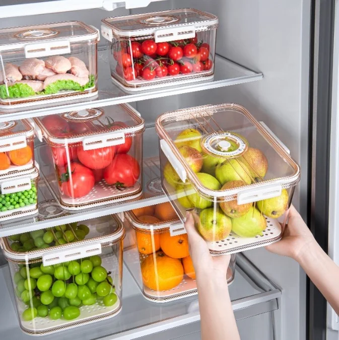 Vegetable Storage Containers for Fridge, Produce Saver Containers Refrigerator Organizer Bins Plastic Produce Keepers