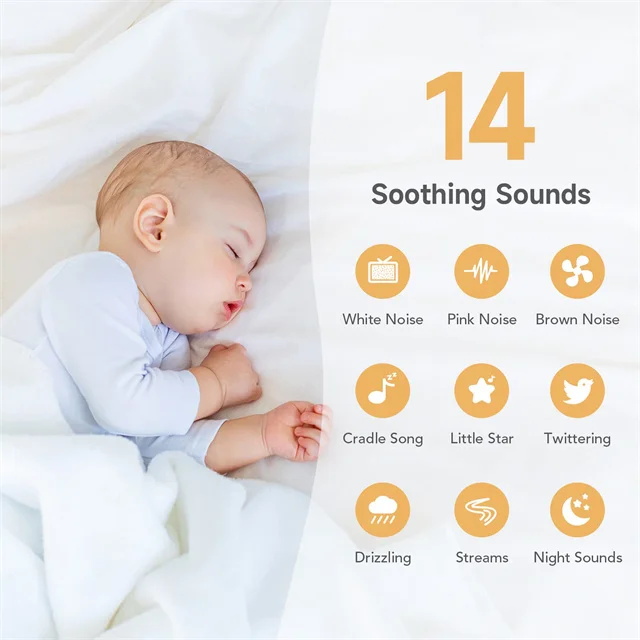 RGB Lighting With 14 White Noise Music White Sound Baby Machine For Baby Nursery White Noise Sound Machine