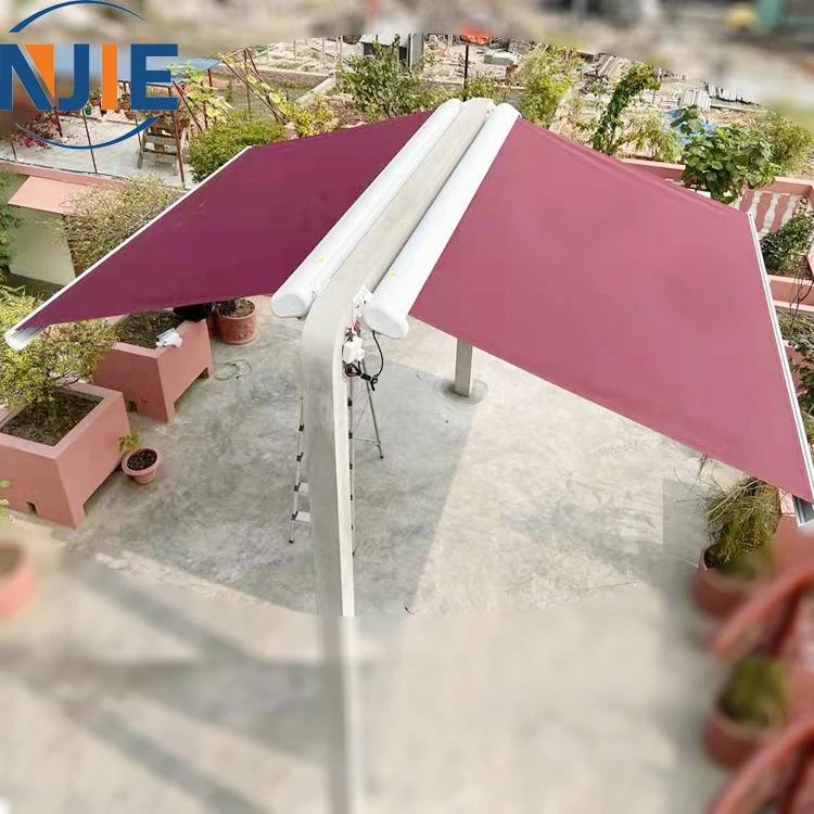 2022 China Manufacturer Newest 20x20ft Free Standing Double Sides Patio Retractable Awning