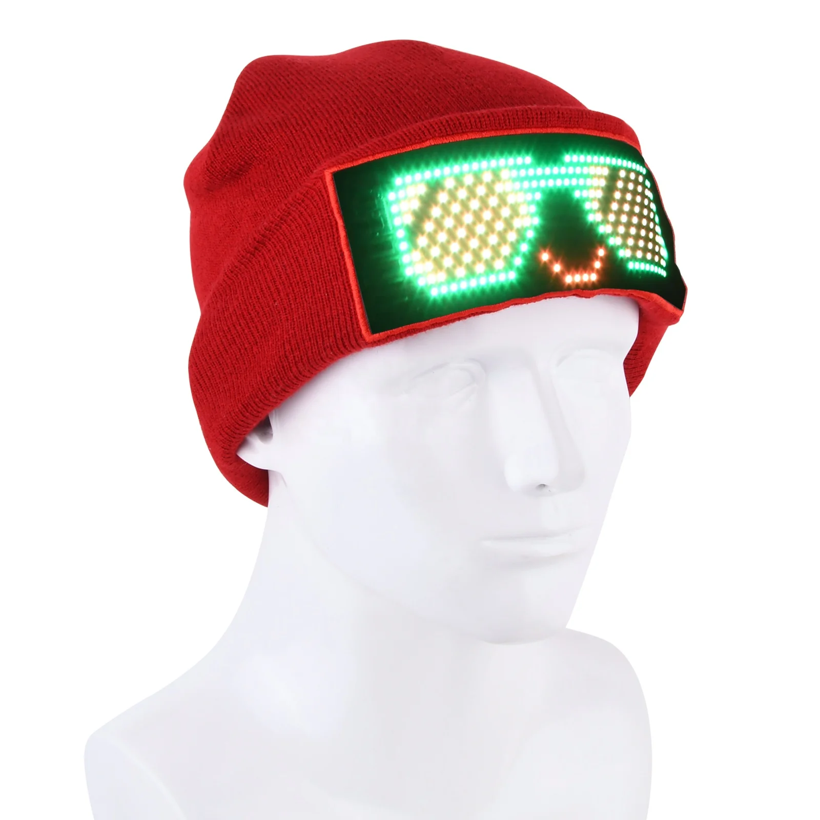 New Arrival Led Display Screen Light Up Knitted Hats App Programmable Warm Beanie Men Women Daily Hat for Winter Party Gift