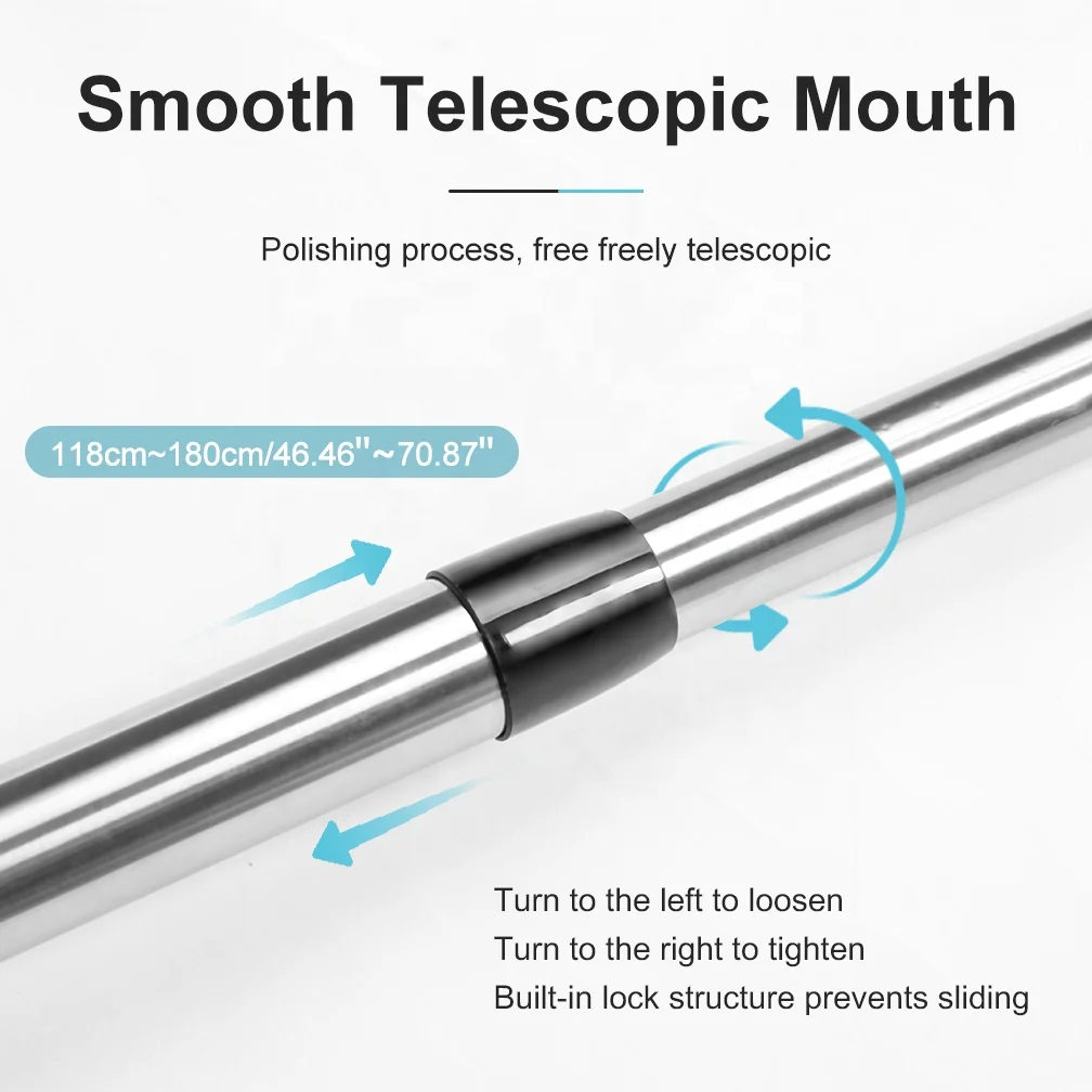 BAOYOUNI Black Telescopic Corner Shower Rod L Shaped Suction Cup Bathroom Curtain Rail Bathtub Curtain Bar without Drilling