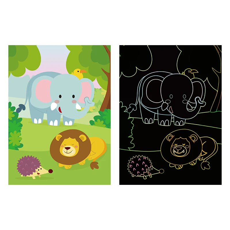 Children DIY Scratch Art Paintings Children Scratch  drawings  children  Educational Diy Rainbow Playing Scratch Card Paper