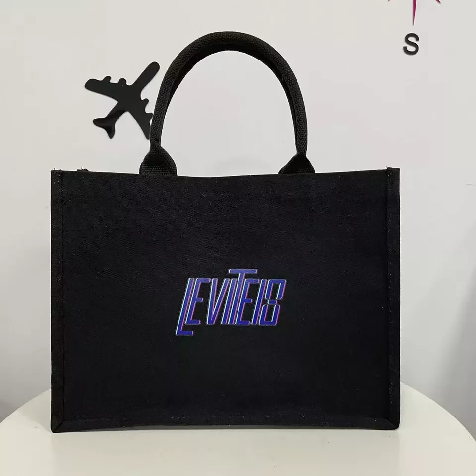Personalized Custom Logo Waterproof Tote Bag Black Color Jute Shopping Bag Eco Friendly Portable Handbag Gift Bag