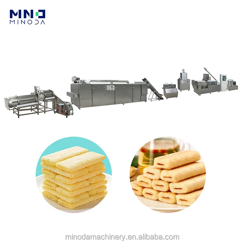 MINODA Custom Twin Screw Extruder Machine Automatic Core Filling Snacks Puffed Snacks Production Line