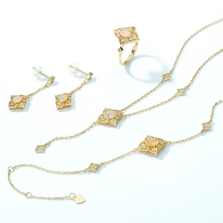 Factory Price Fashion Natural Gemstone Long Link Chain Dangle Earrings Gold Plated Opal 5A CZ Drop Stud Earrings