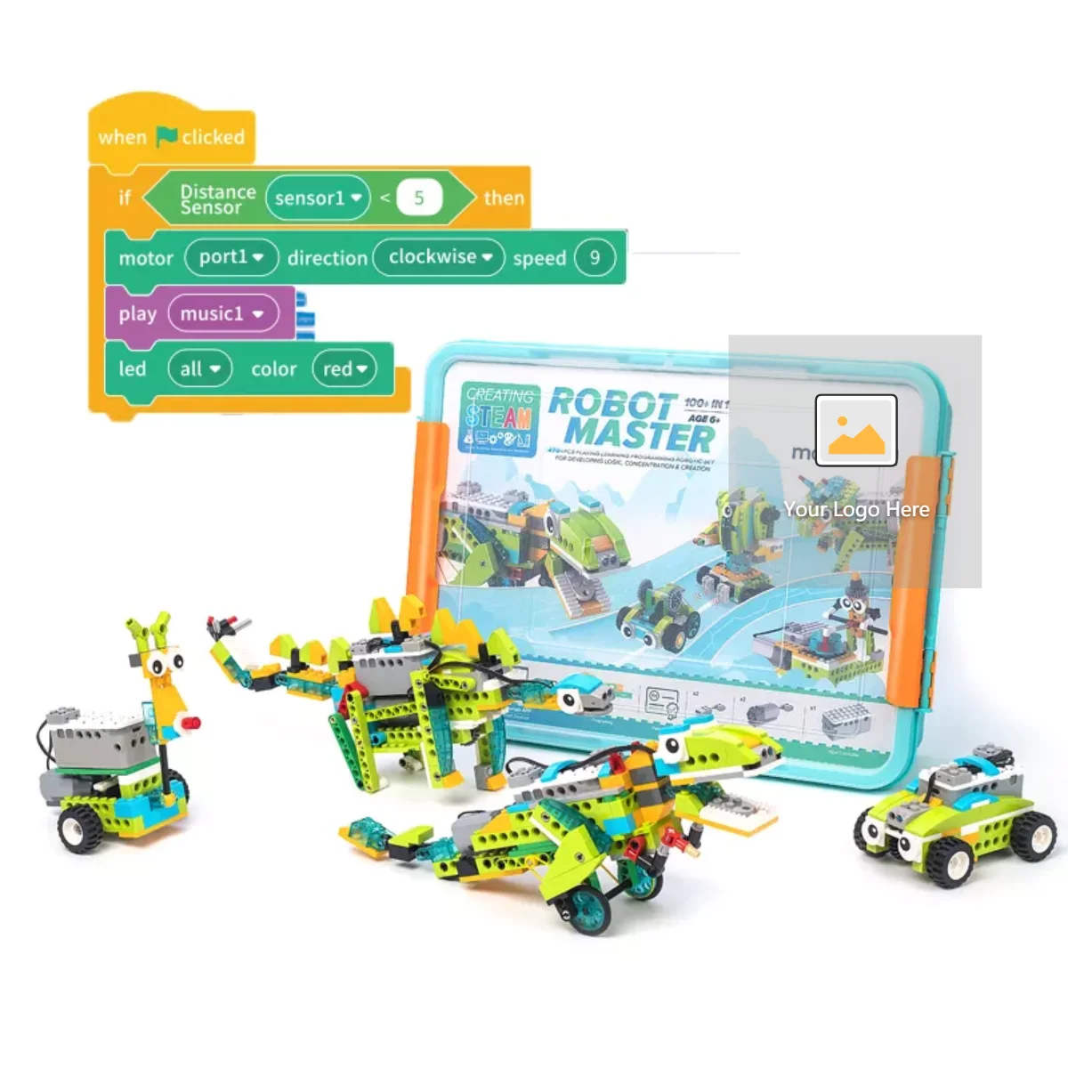 Flytec 200+ DIY Building Block Sets Toys Remote Control Robot Toy Set For High Technology Education