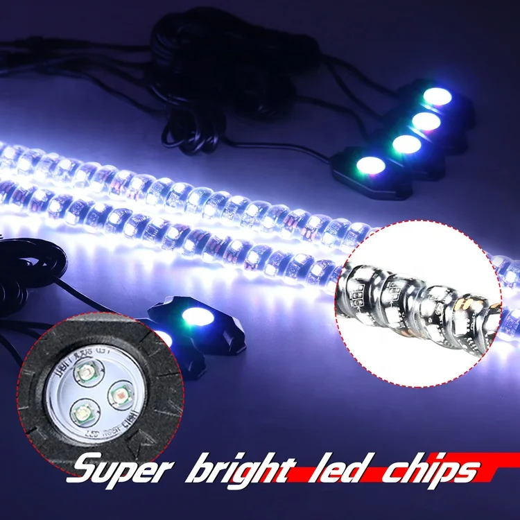  300 шаблонов 4FT светодиодная плетка свет с 4 подставками Rock Light Kit цвет через приложение и синхронизация пульт дистанционного управления для ATV UTV RZR