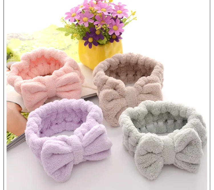 Аксессуары для макияжа банная повязка для волос коралловый флис с узлом бабочки китайский производитель