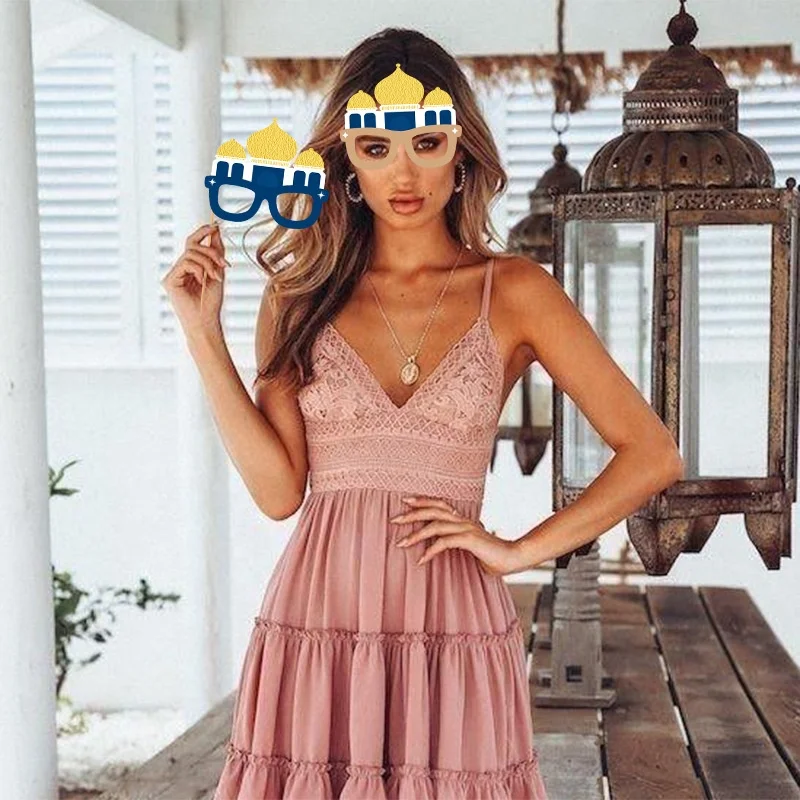 Wholesale Happy Eid Party Ramadan Glasses Props Cake Insert Muslim Moon Day Decorations Plugin Cake Dessert Photo Booth props