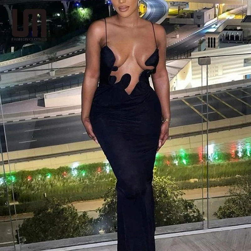 Liu Ming Autumn Fashion 2024 New Year Women Sexy Sleeveless Backless Evening Party Club Wear Bodycon Maxi Dress