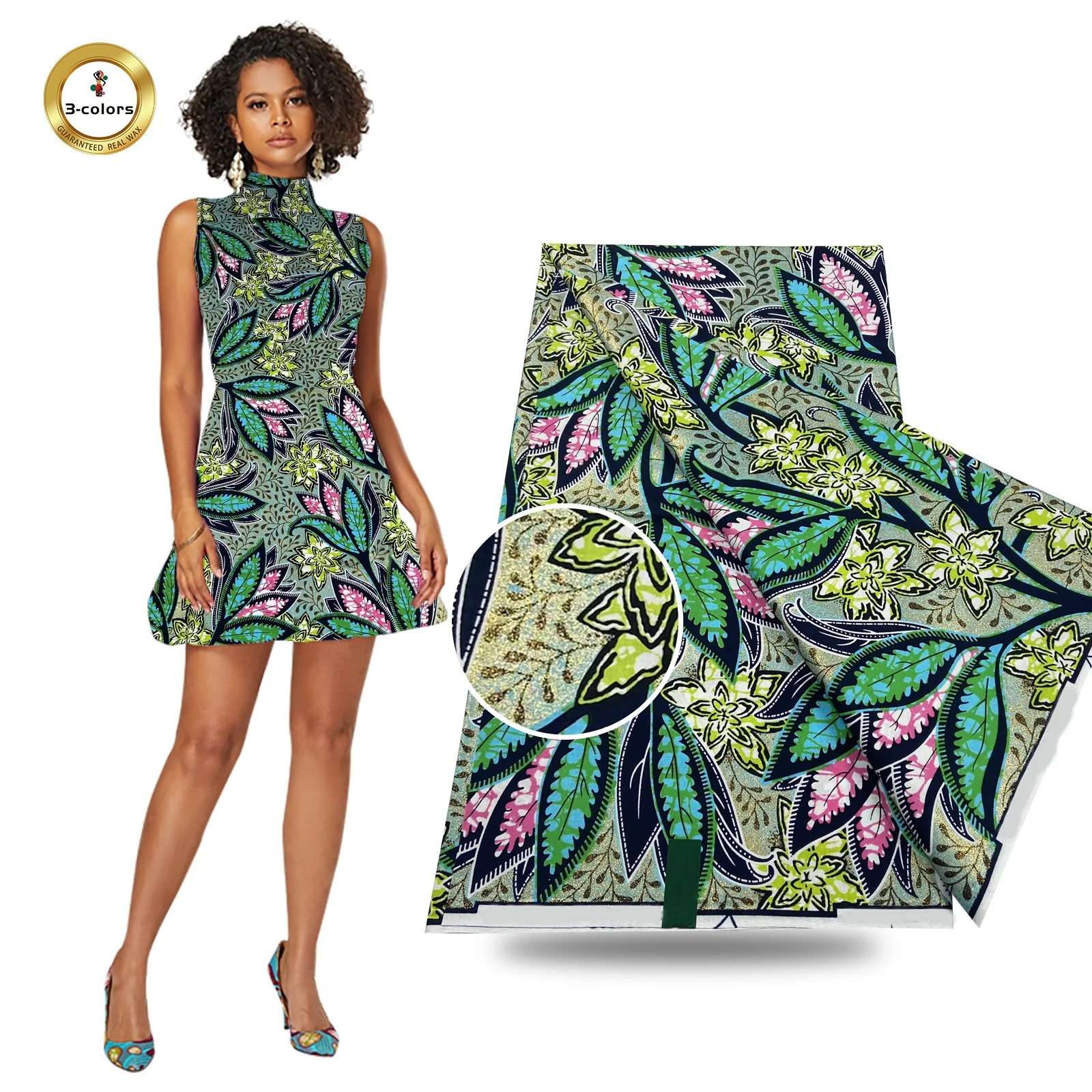 2022 New Arrival 100% Cotton Super Glitter Wax Grand Super Gold Wax Print Fabric Ankara