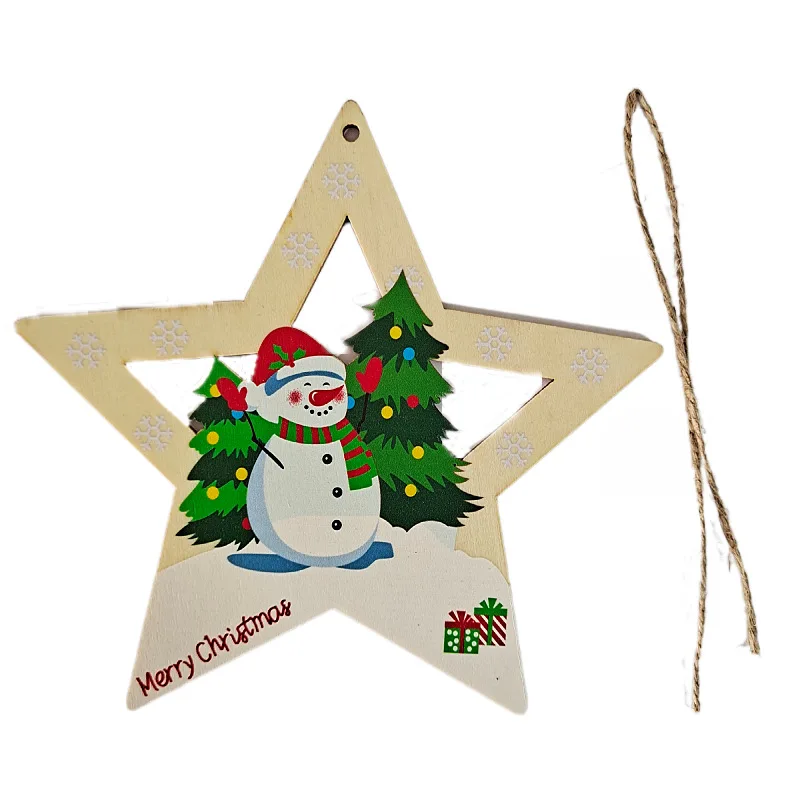 Wooden Christmas Small pendulum ornaments Laser Festival Gifts Home wood chip accessories painted wood crafts
