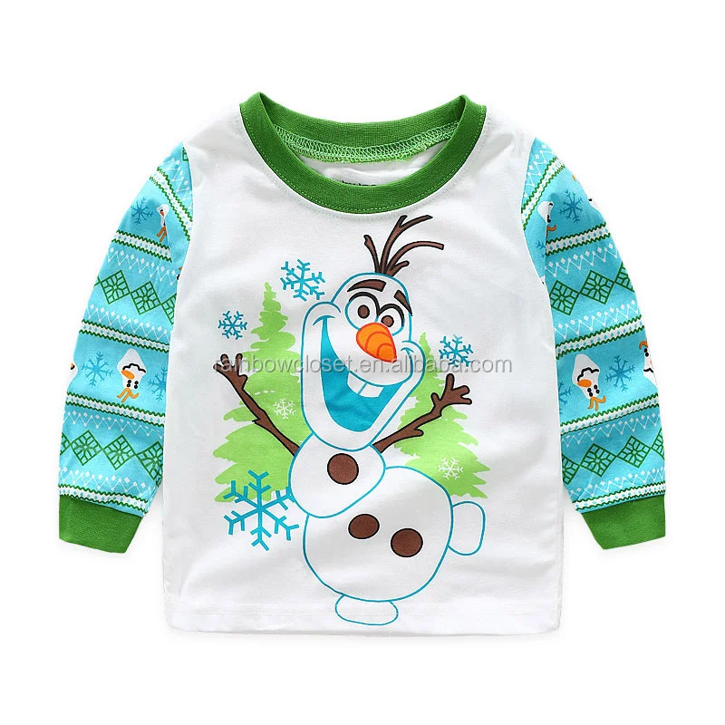  Toddler Baby Boys Boutique Wear Snowman Logo Print Cotton Pullover Sweatshirt and Pants 2pc Nightwear Pajamas