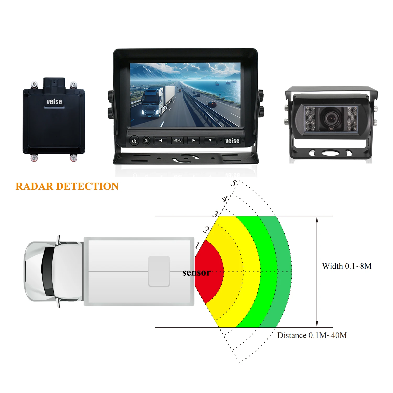 reversing radar truck reverse anti collision radar sensor vehicle blind spot monitoring
