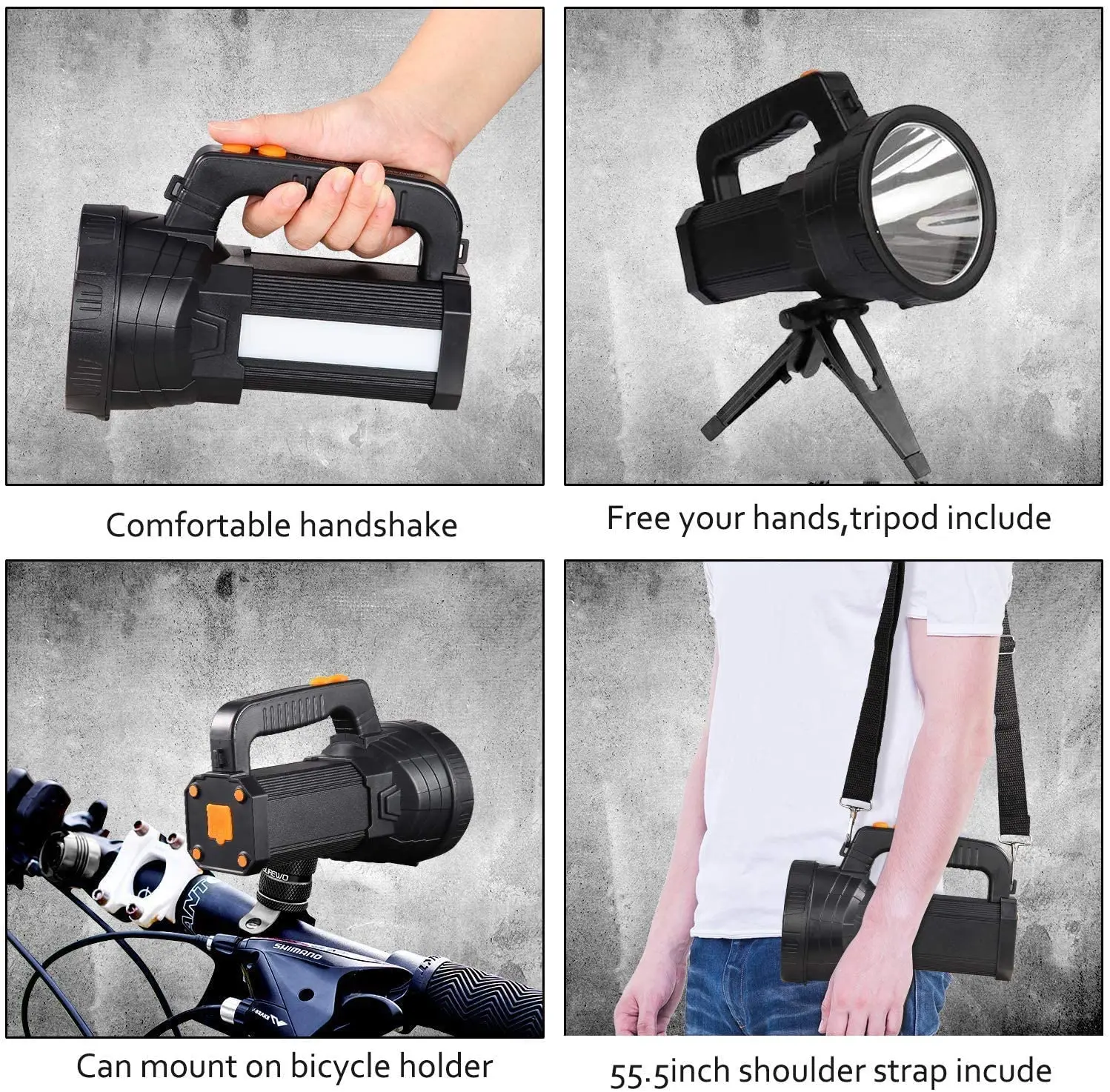 
Rechargeable Led Flashlight 6000 Lumen 9000mAh Waterproof Spotlight High Lumens Outdoor Led Handheld Searchlight Floodlight Mari 