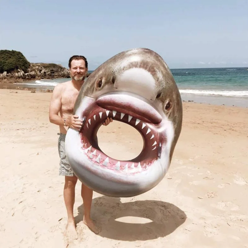 B01 Pool float shark head Jetsonic 55in L Cool Shark Inflatable Swim Ring Tube Float Pool inflatable Toys Floats Pool Party