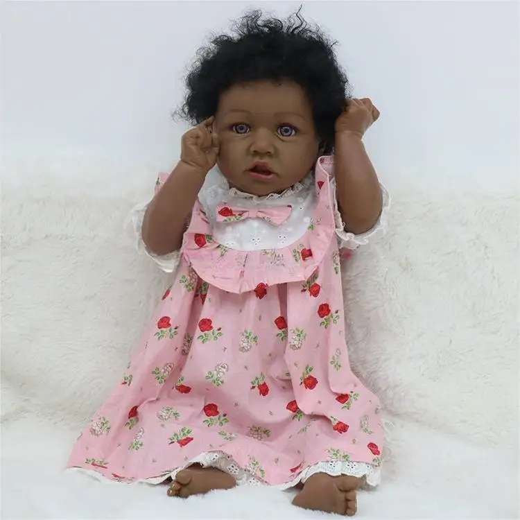 Заводская цена Симпатичные черные подарки для девочек Реалистичная силиконовая кукла-реборн малышей