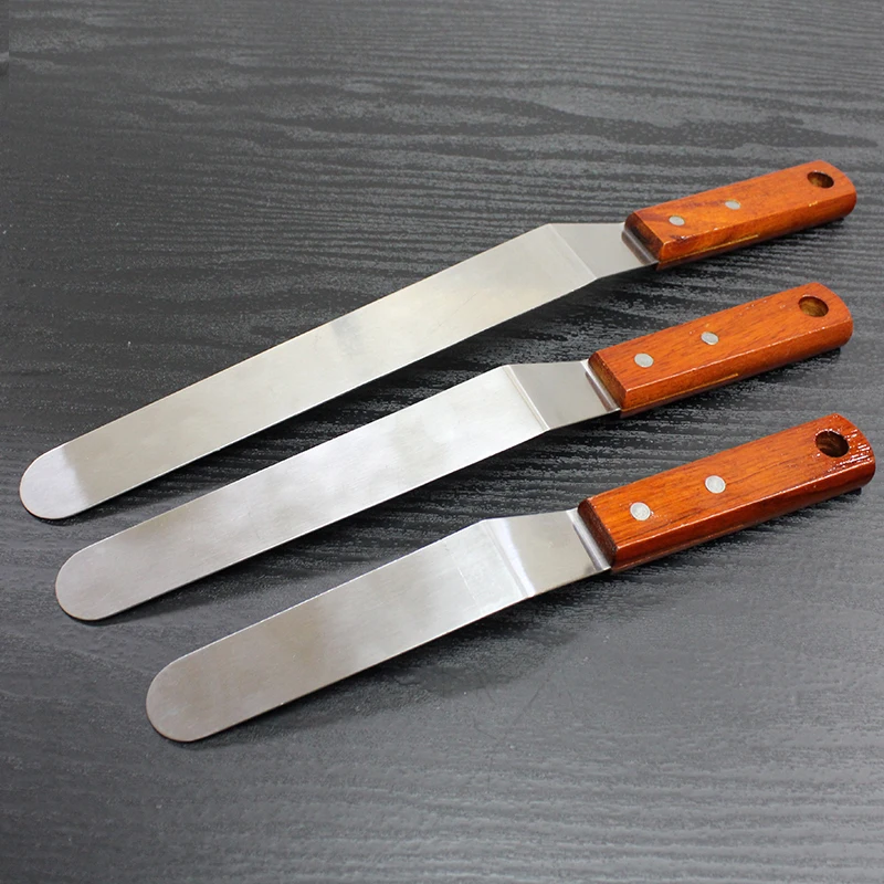 Bakest Cake Tools Wooden Handle Cake Icing Spatula Frosting Cream Decorating Angular Icing Offset Spatula spatula cream