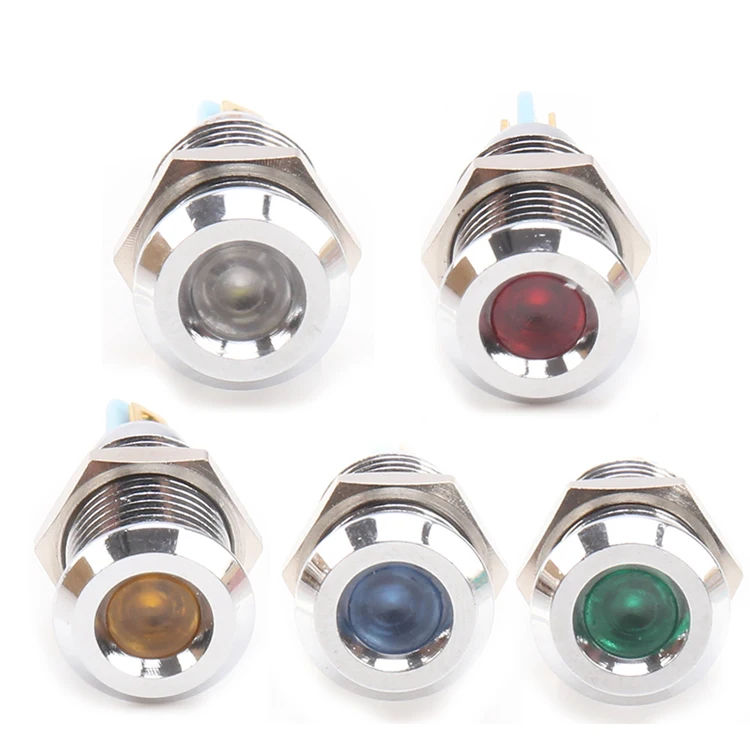 Industrial Waterproof 5 Colors 12mm RGB white Led Signal Pilot Lamp Indicator Light With 3v 6v 12v 24v 110v 220v