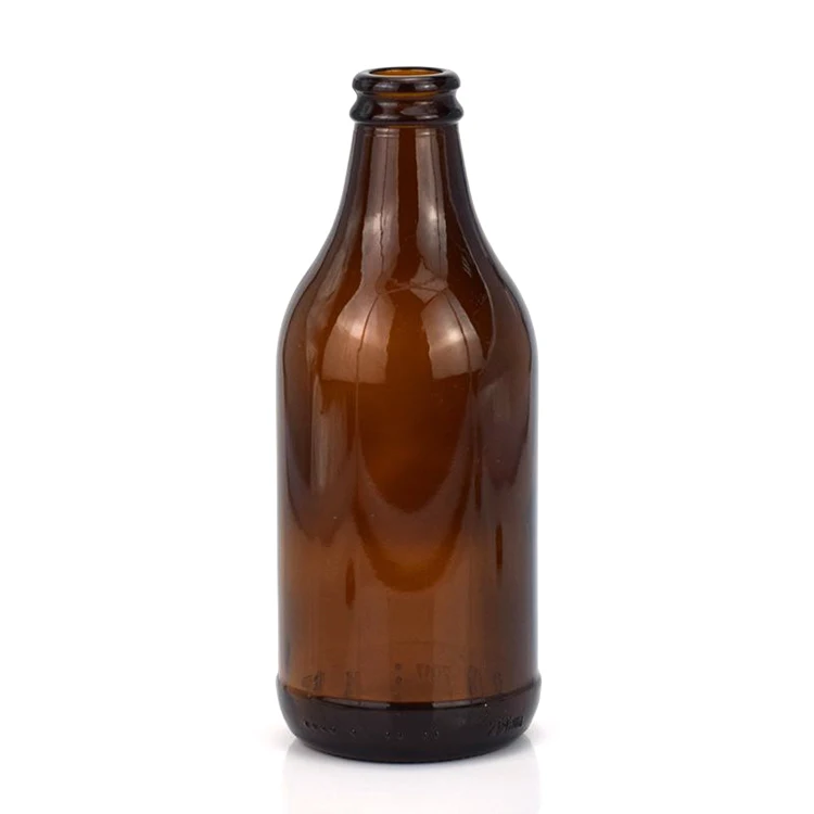 High quality empty 300ml amber beer glass bottle with crown cap