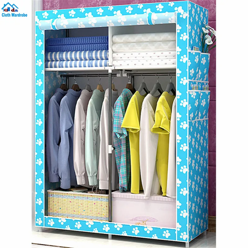 Assemble plastic portable wardrobe closet with 8 designs Monkey Cartoon door