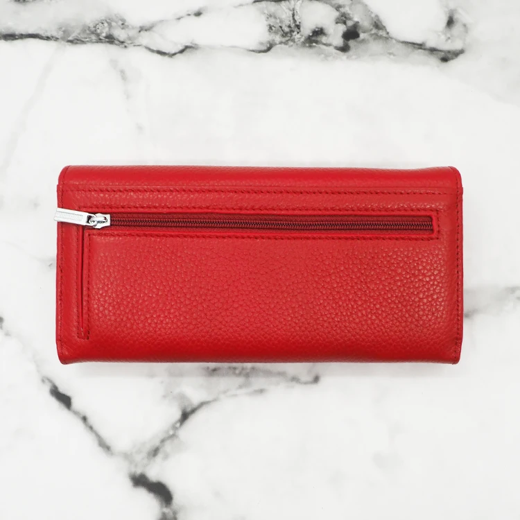 Minimalist Functional Blank Long Genuine Leather Credit Card Wallet Womens