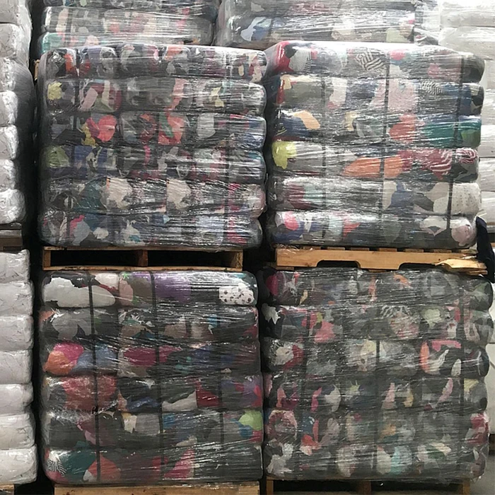 Cheap Factory Price Industrial Cleaning Mutilated Rags Used Cloths Recycled Colored T-Shirt Cotton Rags 10kg Bale Textile Waste