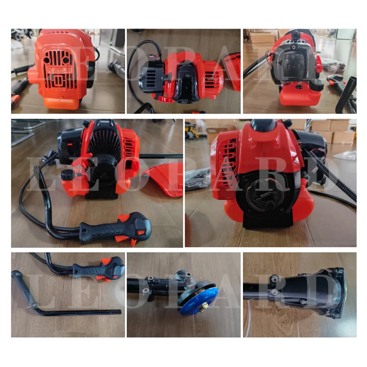 LEOAPARD OEM 63cc powerful gasoline brush cutter price engine grass trimmer with good carburetor anti-slip handle