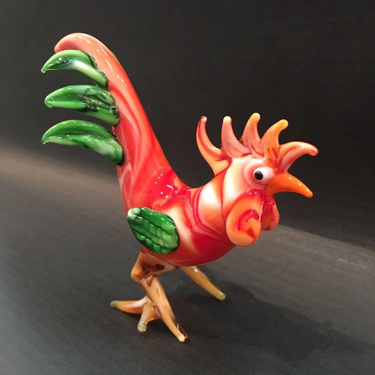 Funny creative gifts animal figurines rooster murano glass