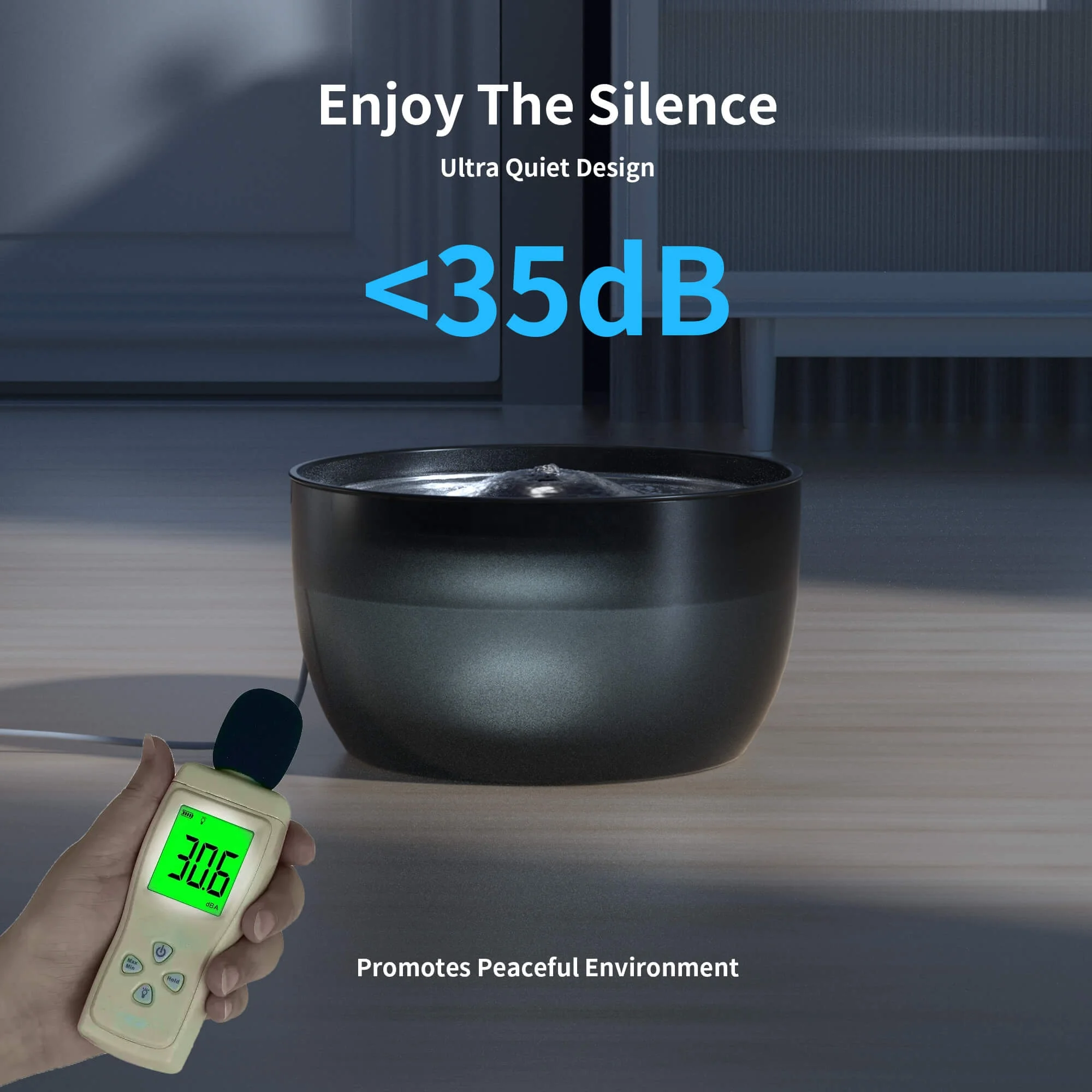 Petwant 3L Visual Ultra Quiet Stainless Steel Automatic Drinking Water Fountain Bowl for Small Animals Dogs Cats