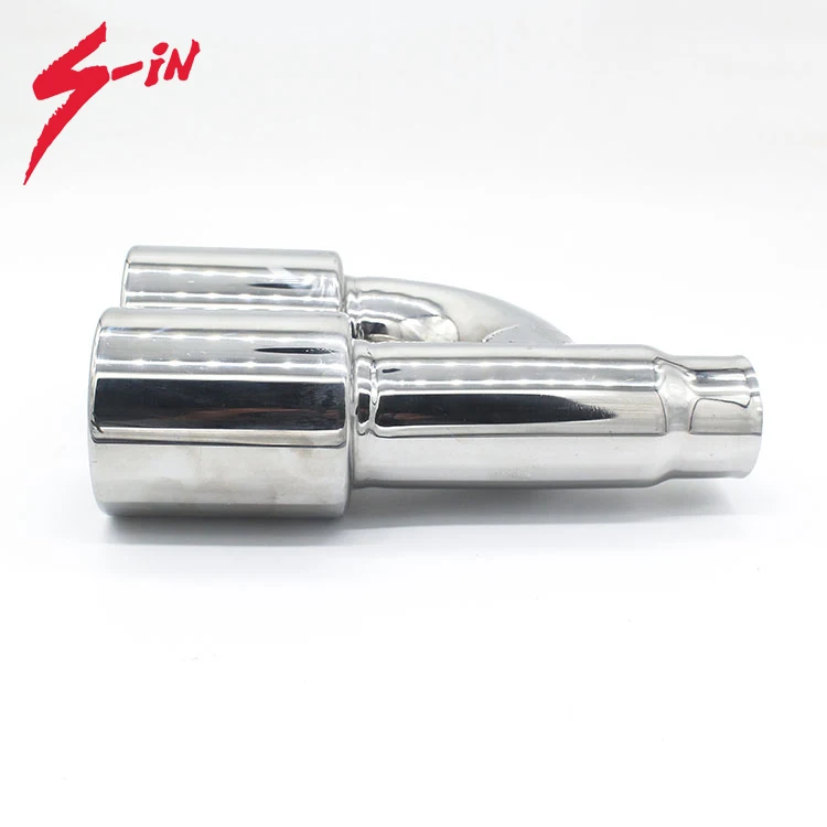 slant cut curling edge double outlets muffler end tips SS304 exhaust tail pipe for universal car