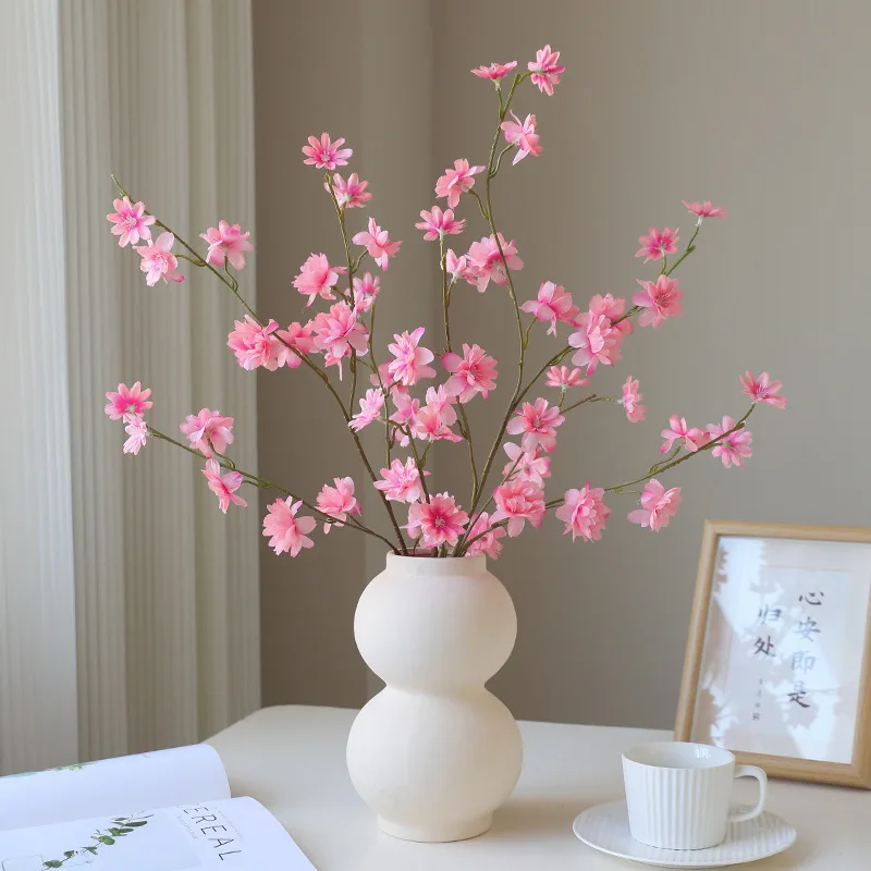 Hot selling artificial cherry blossom branch high quality 5 forks for home vase office wedding decor