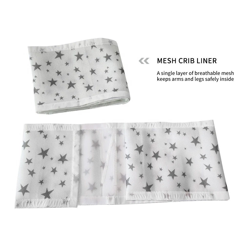 Hot Sell Comfortable All Season Safe Breathable baby Cot Circumference Infant Mesh Crib Liner