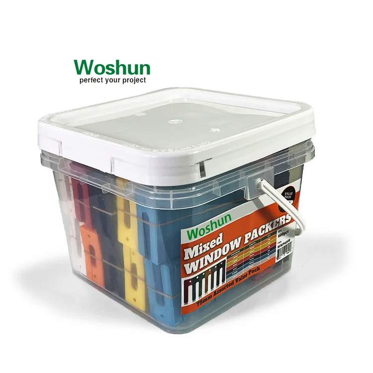 Woshun PP Plastic Shim Flat Plastic  (Mixed Bucket) - 600 Pcs Plastic Packers Structural Horseshoe U Shape Shims Tile Spacers