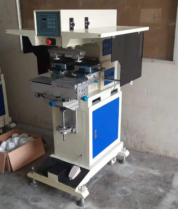 2 colors Consumer electronics products logo tampo printing machine with sealed ink cup