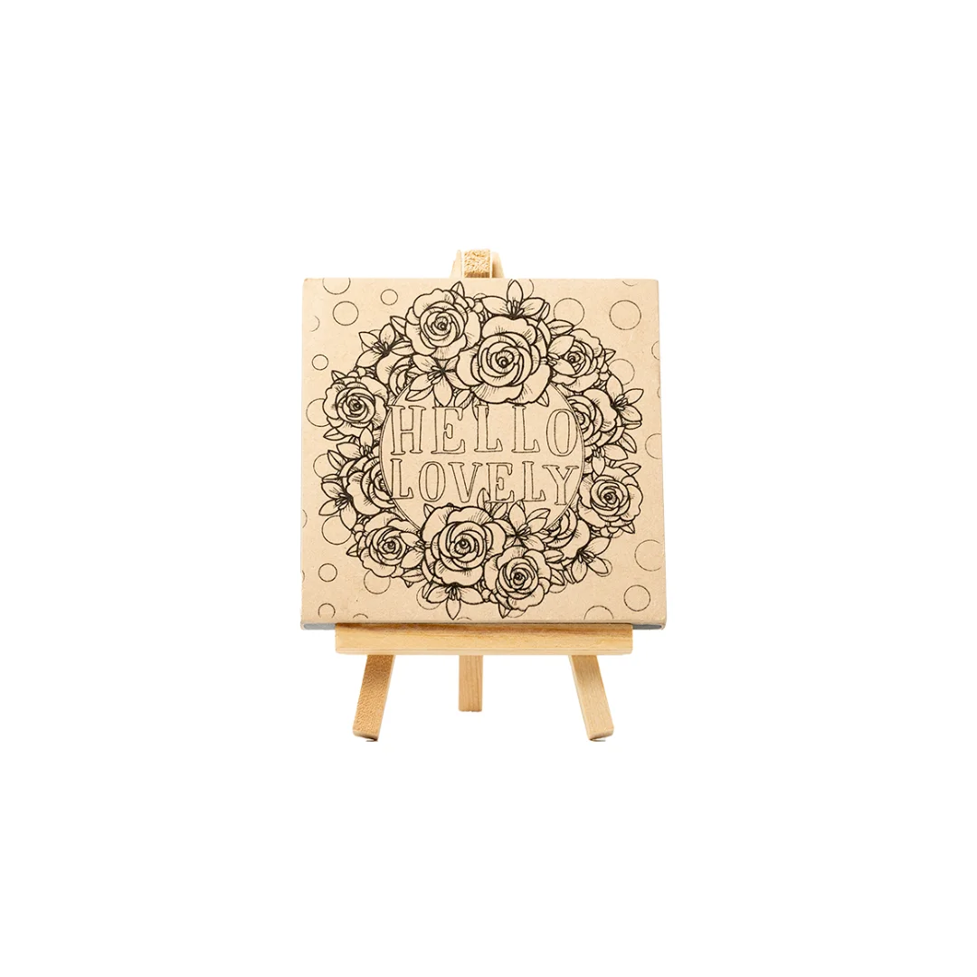 Mini MDF Canvas with Easel 4.3x4.3 Inch Metal Frame for Painting colouring painting for kid art