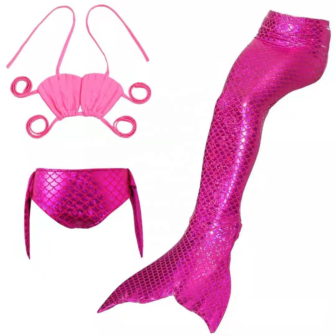 Girl Little Mermaid Tails Swim Cosplay with Monofin For Kid Mermaid Tail Swimming Suit