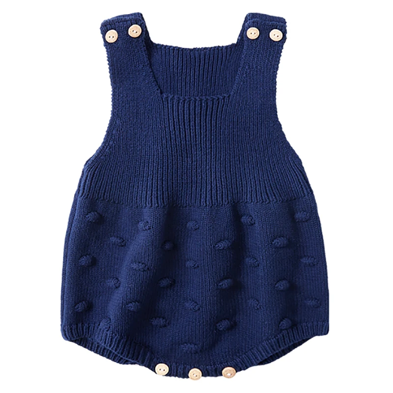 
Sleeveless romper baby clothes solid custom merino wool knit sweater 