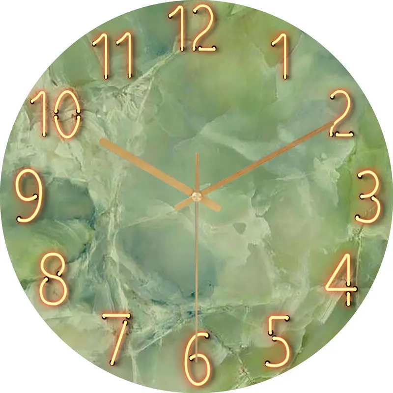 Wholesale Custom Marble Design Glass Wall Clock Printed Classic Silent Quartz Wall Watch Clocks