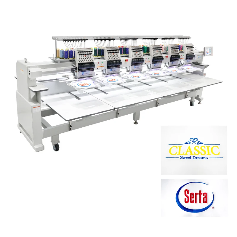 6 cabezas, 15 agujas, 1000 SPM maquina de bordado por computadora con logotipo de marco de colchon industrial de alta velocidad