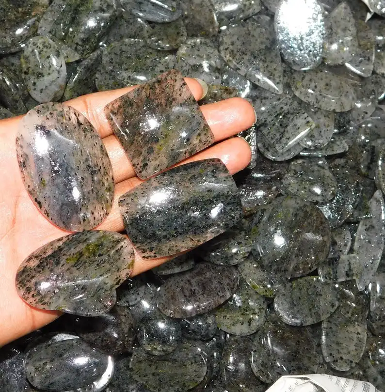 Top Quality 100% Natural Black Sun Stones Loose Gemstone Cabochon Jewelry Making Stone Mix Shape Healing Gemstones Bulk Sale OEM