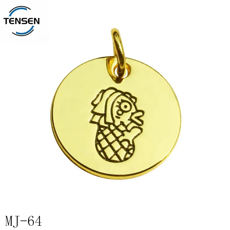 Custom designer animal pendant hollow logos wholesale rose gold bags metal hang tags for key chain