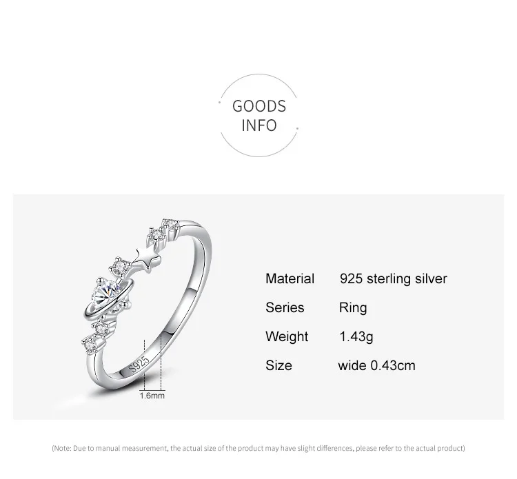 S925 silver ring female Japan and South Korea small fresh star star micro set closed ring small design INS Bracelet