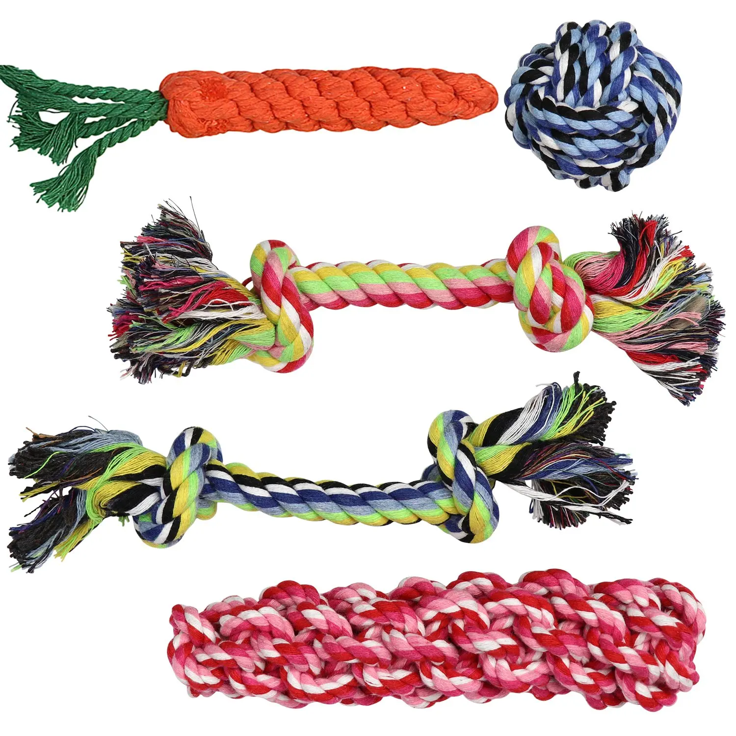 Factory wholesale 11pack handmade kone cotton dog rope toy set for pet chew toy Clean Teeth