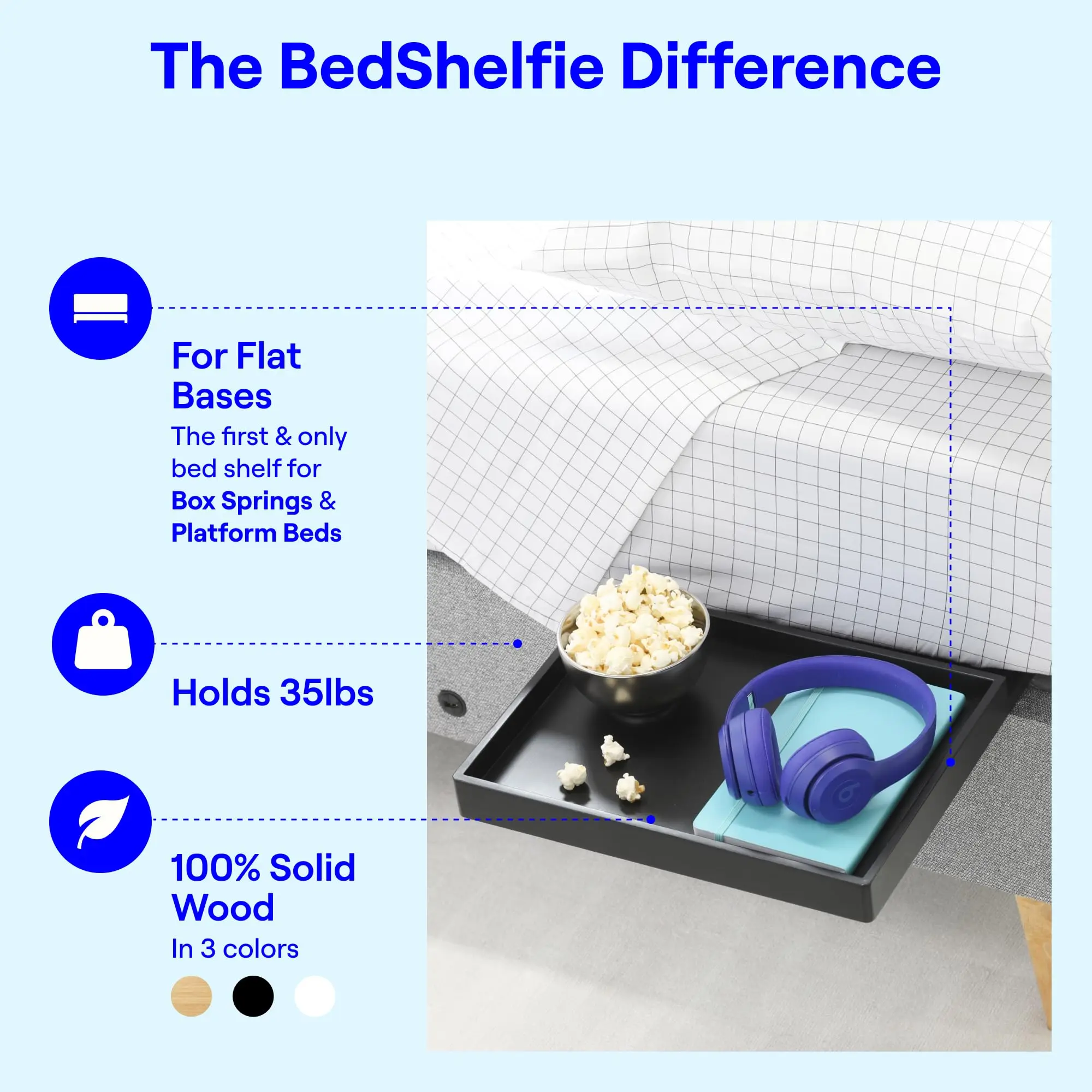 Custom Bedside Storage Shelves Bed Side Table Floating Nightstand Organizer Adjustable Bamboo Shelf For Bed Top Bunk