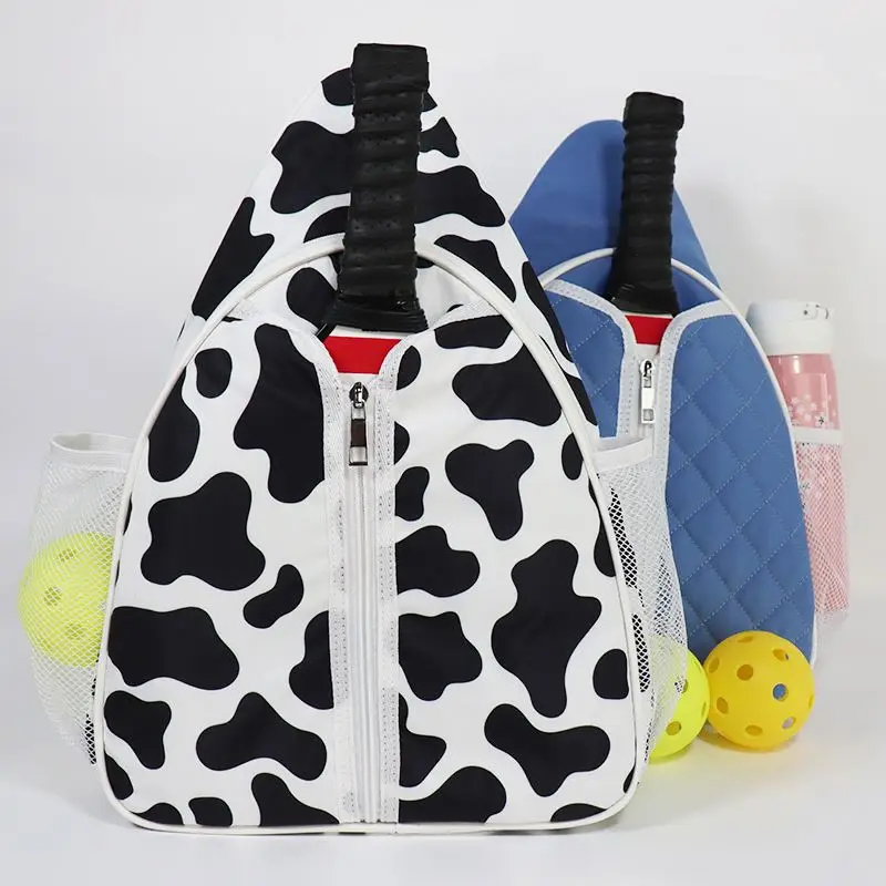 VULCAN pickleball backpack Factory 2023 Fully Padded Pickle ball Rackets Sling Bag Milk Cow Pattern Cross Body Sporty Bag