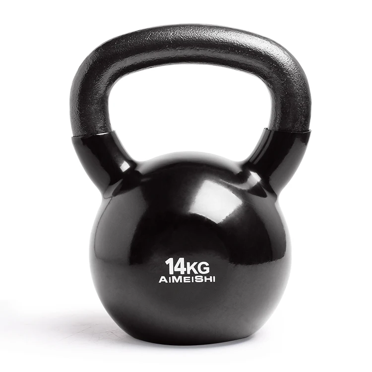 Deluxe Cast Iron Vinyl Coated Comfort Grip Wide Handle Color Kettlebell Weight Set