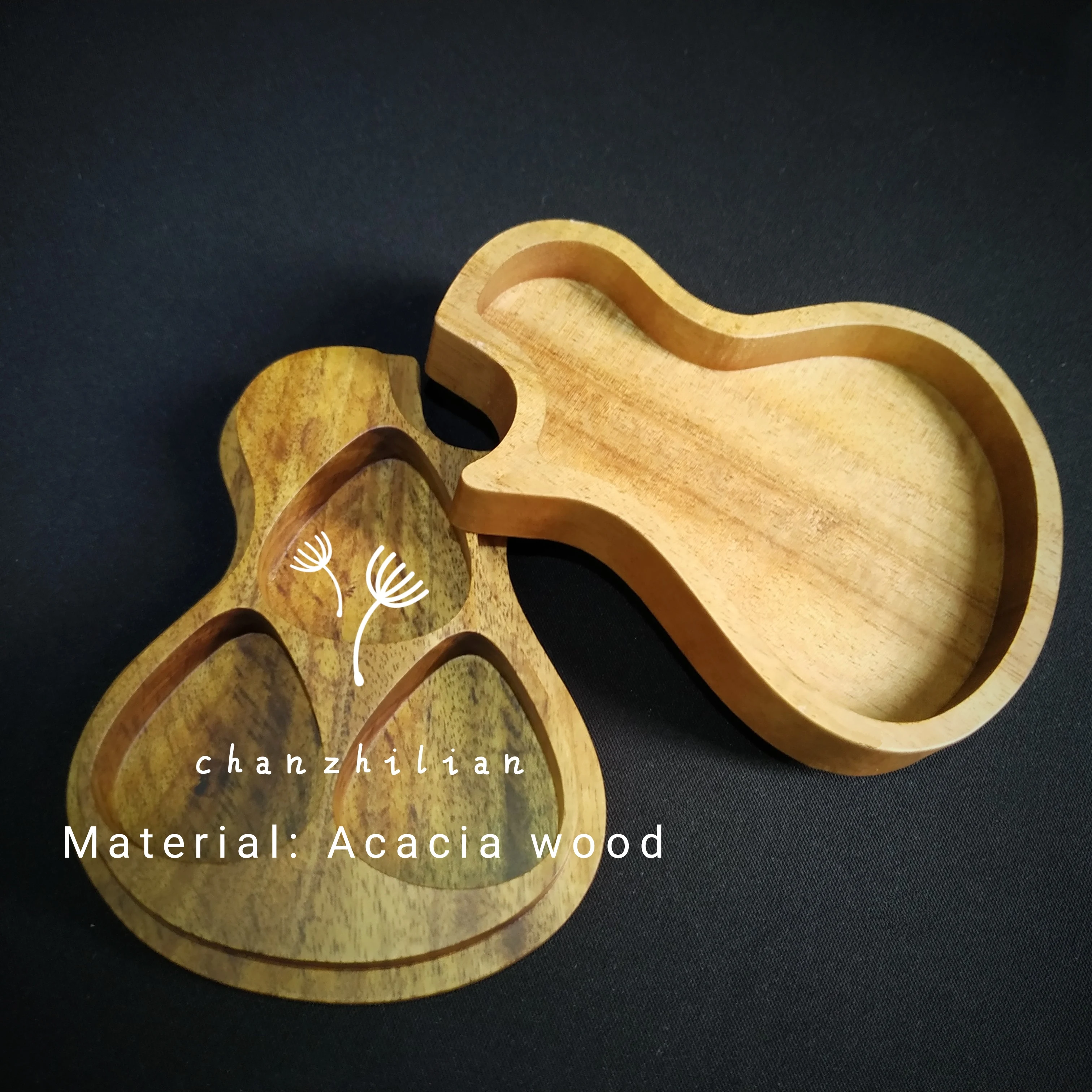 
Factory Direct Customized Rectangular Stylish Solid Wood Guitar/Bass Plectrum Box can be sculpture LOGO 