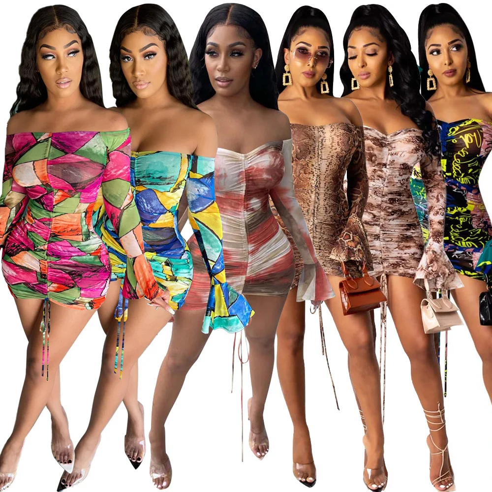 Wholesale 2023 Fashion Summer Club Evening Long Dresses Maxi Casual Printing Women Summer Dress Womens Party Dress