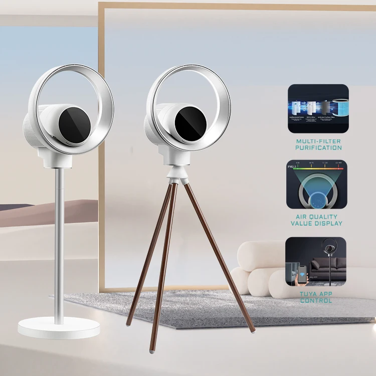Ventilador De Pie Sin Aspas Hogar Pm2.5 Sensor Hepa Filter Bladeless Tower Fan And Air Purifier With Smart Fan 2025